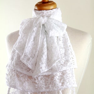 Jabot Collar in White, Ivory, or Black Lace Edwardian, Victorian, or Baroque Style Neck Frill Bib Fashion Collars image 4