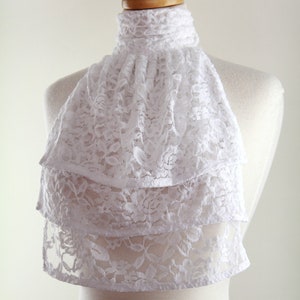 Jabot Collar in White, Ivory, or Black Lace Edwardian, Victorian, or Baroque Style Neck Frill Bib Fashion Collars image 6