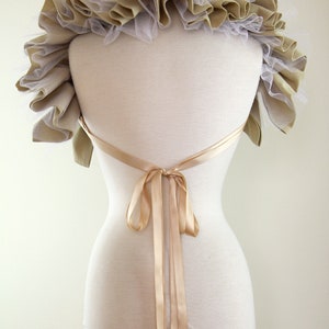 Victorian Collar in Champagne and White Glitter Tulle Shoulder Ruffle, Bolero, or Shrug Lots of Colors image 3