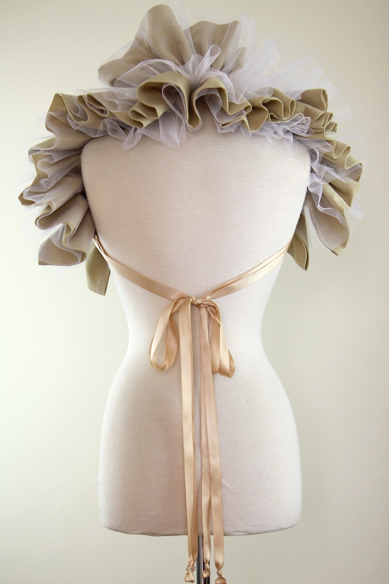 Victorian Collar in Champagne and White Glitter Tulle Shoulder Ruffle, Bolero, or Shrug Lots of Colors image 3
