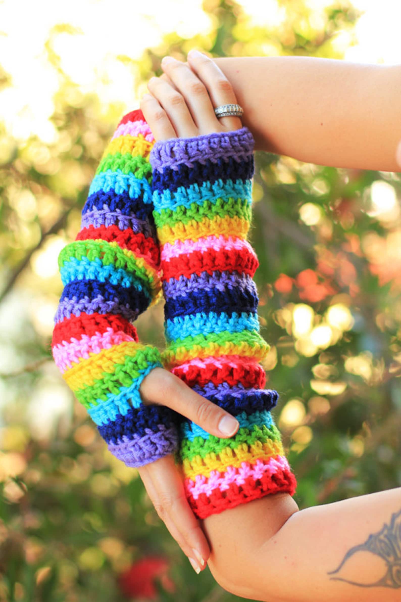 Arm Warmers in Rainbow Stripes by Mademoiselle Mermaid Etsy