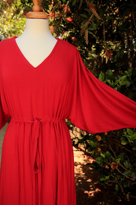 Kaftan Long Sleeve Maxi Dress in Red 