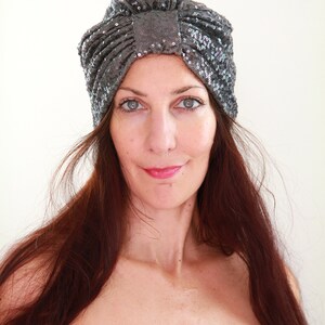 Copper and Black Sequin Turban by Mademoiselle Mermaid image 6