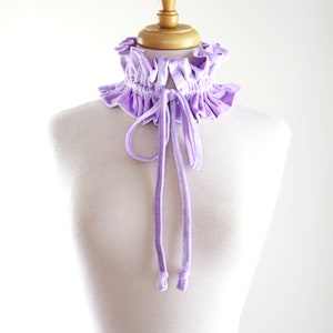 Lilac Lavender Crushed Velvet Collar Victorian Style Choker Collar, Neck Ruff, or Neck Frill Cottagecore Accessories Lots of Colors image 4