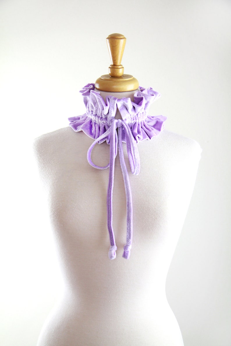 Lilac Lavender Crushed Velvet Collar Victorian Style Choker Collar, Neck Ruff, or Neck Frill Cottagecore Accessories Lots of Colors image 4