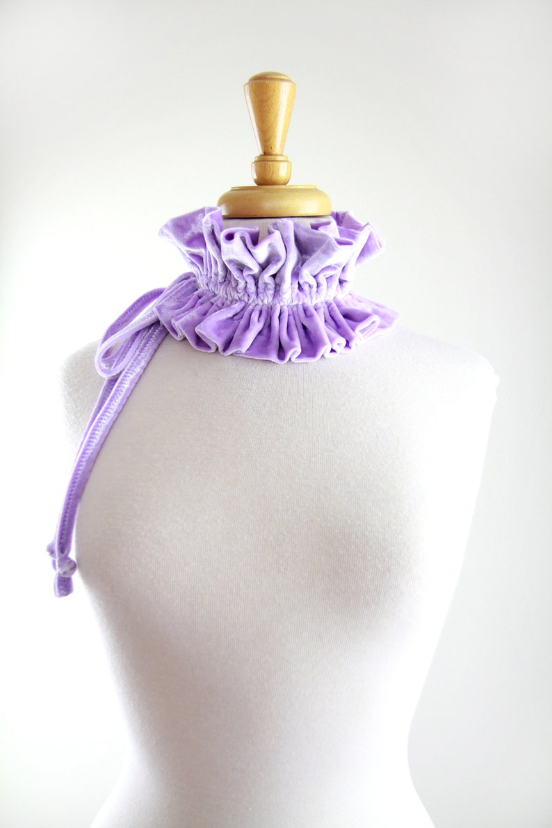 Lilac Lavender Crushed Velvet Collar Victorian Style Choker Collar, Neck Ruff, or Neck Frill Cottagecore Accessories Lots of Colors image 2