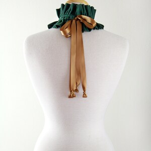 Victorian Wood Nymph Choker Collar Hunter Green Neck Ruff with Chestnut Satin Ties Cottagecore and Fairycore Fashion Accessories image 7