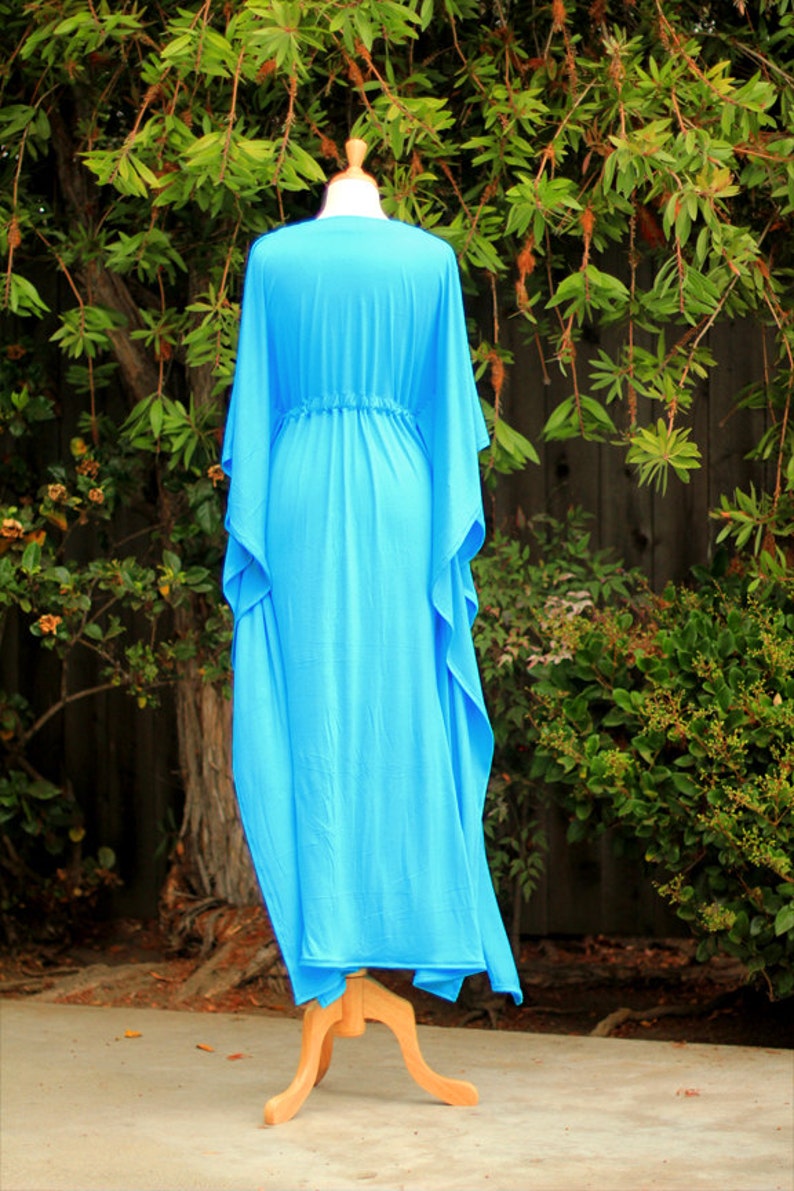 Kaftan Maxi Dress in Aqua Jersey Knit Long Caftan Lots of | Etsy
