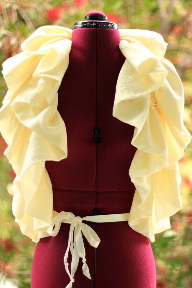 Ruffle Scarf Cream Cotton Gauze Cowl Victorian Fashion Collar image 3