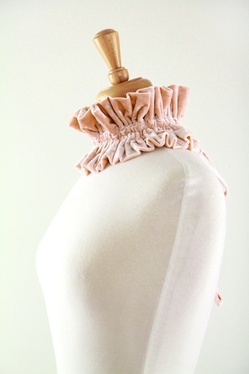Champagne Blush Pink Collar in Crushed Velvet Victorian Style Collar, Neck Ruff, or Neck Frill Lots of Colors image 4