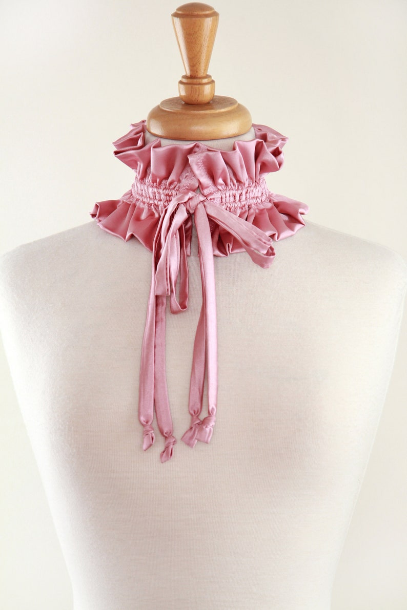 Balletcore Collar in Pink Satin Charmeuse Victorian Collar or Neck Ruff Ballet and Dance Clothing Accessories Lots of Colors image 6
