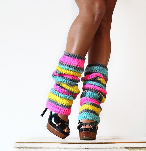 80s Party Leg Warmers in Neon Stripes -  New Zealand