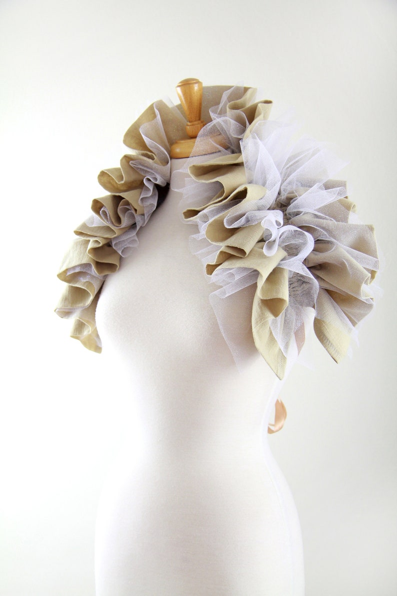 Victorian Collar in Champagne and White Glitter Tulle Shoulder Ruffle, Bolero, or Shrug Lots of Colors image 1