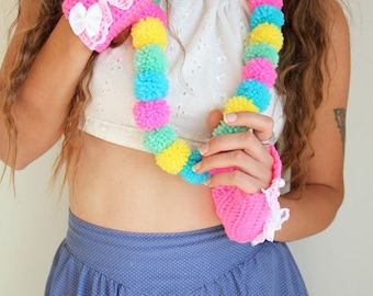 Kawaii Pom Pom Necklace by Mademoiselle Mermaid