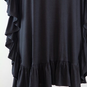 Black Beach Cover Up with Open Back Jersey Knit Beach Poncho Beach Dress with Ruffles and Low Back Lots of Colors image 6