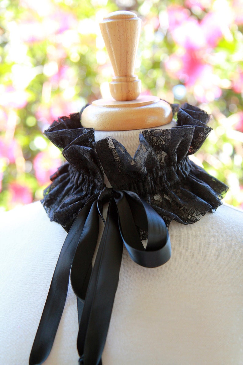 Black Lace Collar - Victorian Style Choker With Satin Ties - Gothic or ...
