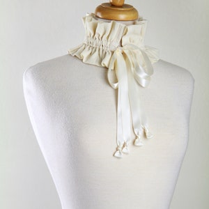 Victorian or Edwardian Collar in Ivory Cotton Gauze Wedding Choker Cosplay Neck Ruff Off White Cream Lots of Colors image 8