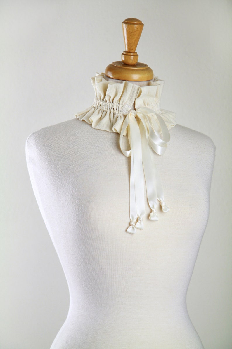 Victorian or Edwardian Collar in Ivory Cotton Gauze Wedding Choker Cosplay Neck Ruff Off White Cream Lots of Colors image 8