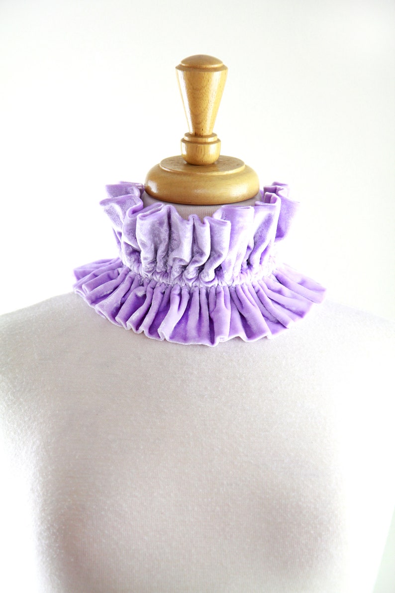 Lilac Lavender Crushed Velvet Collar Victorian Style Choker Collar, Neck Ruff, or Neck Frill Cottagecore Accessories Lots of Colors image 6