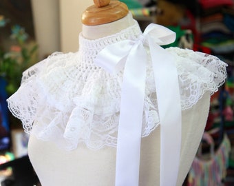 Cuello de encaje blanco y ganchillo - Victoriano, gótico o Steampunk Fashion Neck Warmer o Capelet - Muchos colores