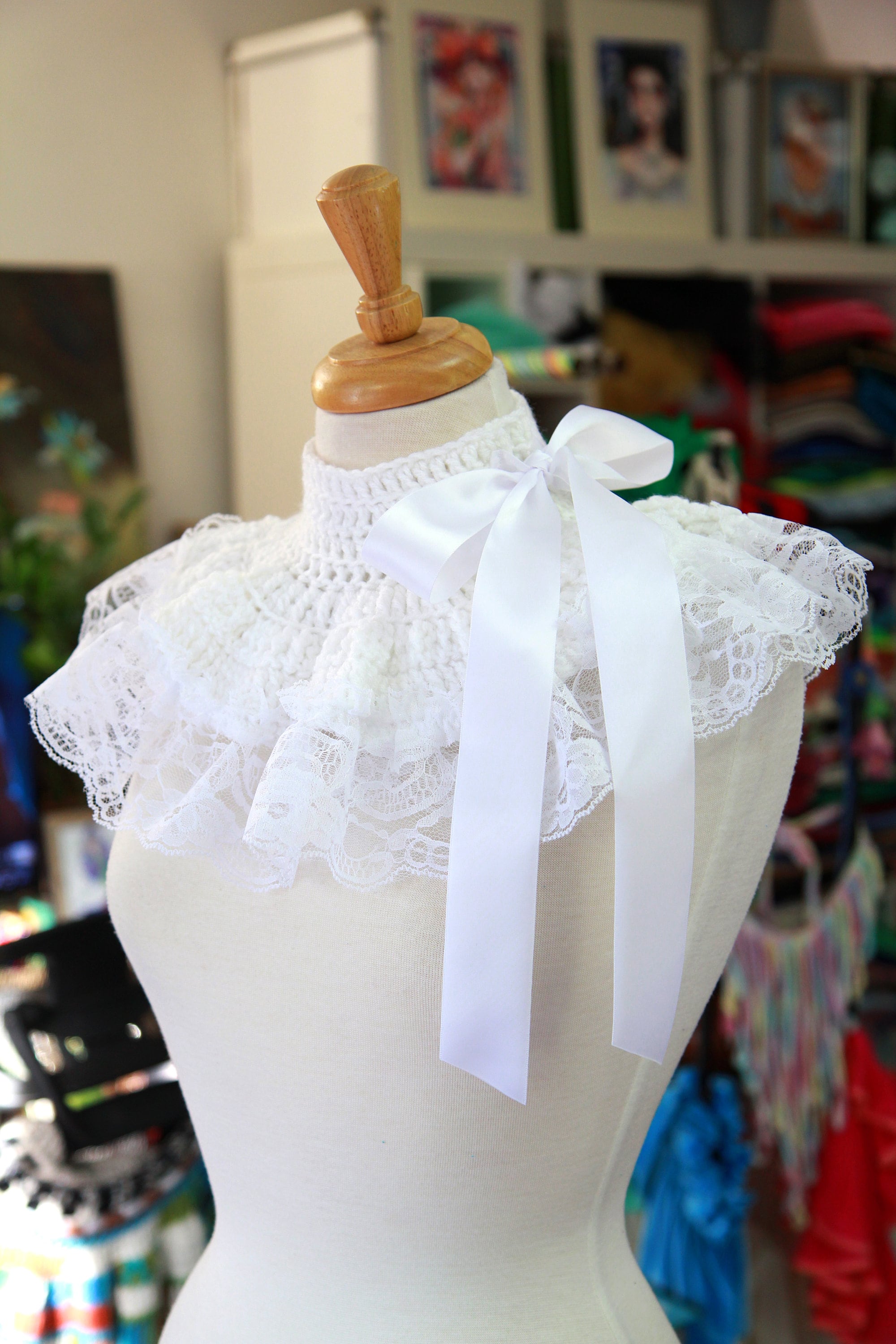 White Lace and Crochet Collar - Victorian, Gothic, or Steampunk