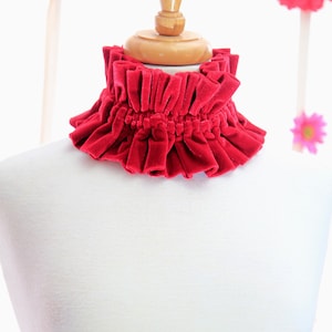 Red Velvet Collar - Victorian Style Fashion Collars - Women&#39;s Velvet Neck Ruff - Ruffled Collar Neck Piece - Lots of Colors