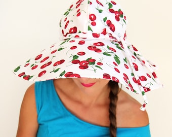 Cherry Check Floppy Swim Hat main image 1