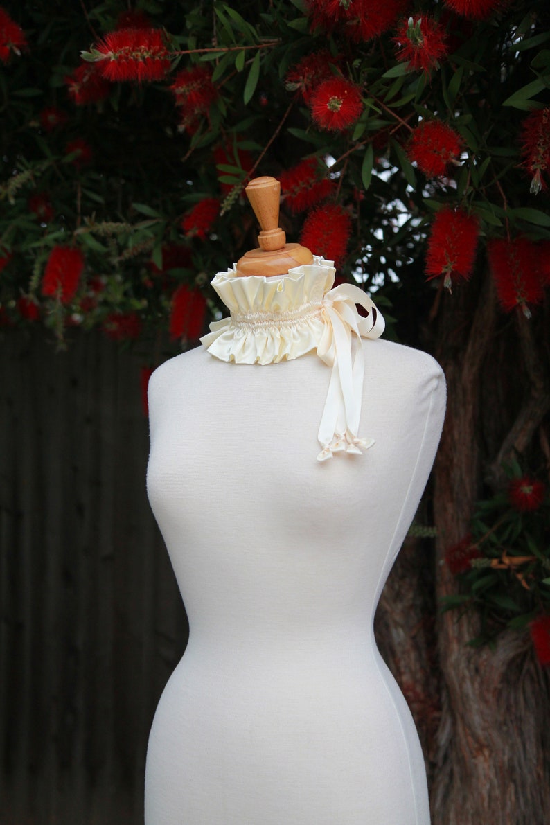 Victorian Collar in Ivory Satin Charmeuse Balletcore Choker Cottagecore Fashion Accessories Lots of Colors image 4
