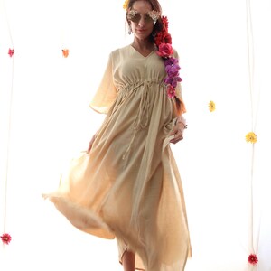 Caftan Maxi Dress Beach Cover Up Kaftan in Natural Cotton Gauze Lots of Colors image 8