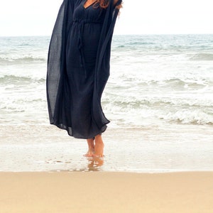 Kaftan Maxiklänning - Strandkaftan i lavendelfärgad bomullsgasväv - Maxiklänningar för kvinnor bild 7