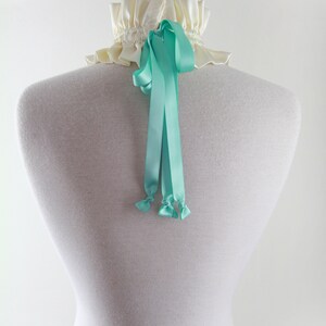 Victorian Collar in Ivory Satin Charmeuse with Aqua Ties Balletcore Choker Cottagecore Fashion Accessories Lots of Colors image 7