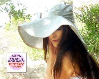 Vintage White Cotton/straw Woven Leaf Print Floppy Sun Hat  display picture 1