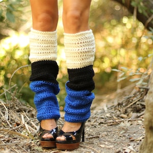 Color Block Leg Warmers - Royal Black Ivory
