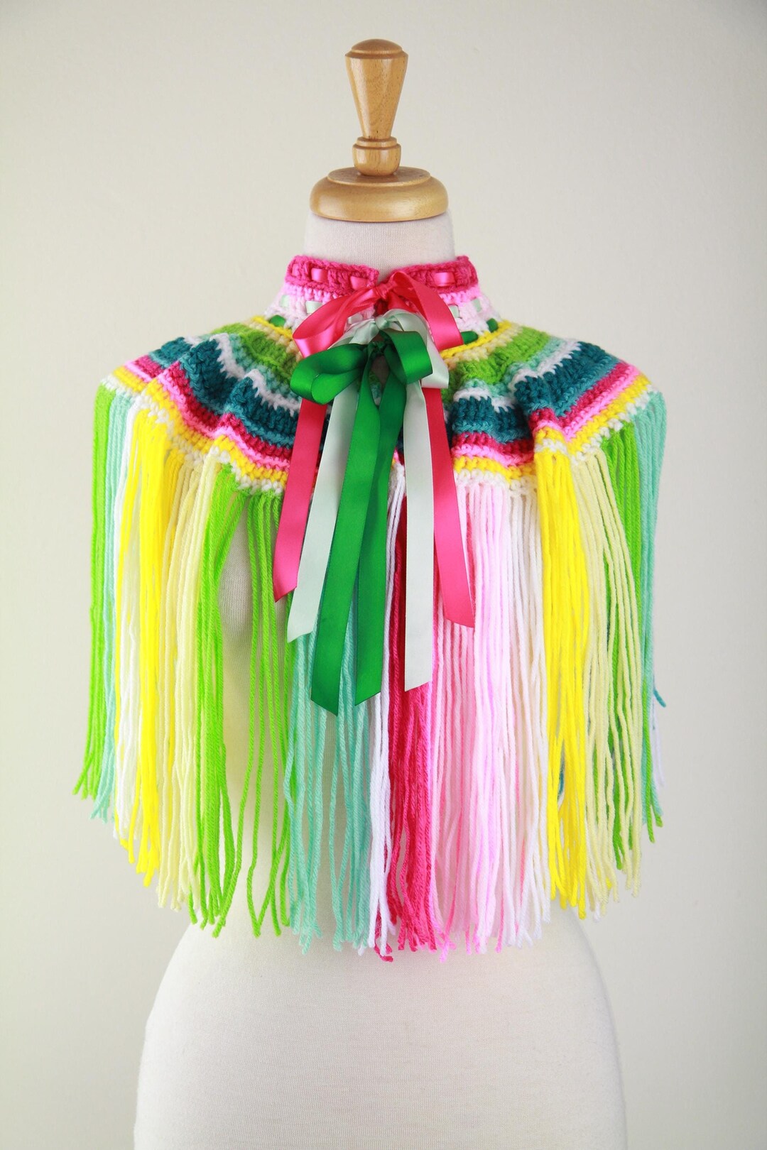 Rainbow Rodeo Collar With Fringe - Western Wear Fringed Cowgirl Wrap or ...
