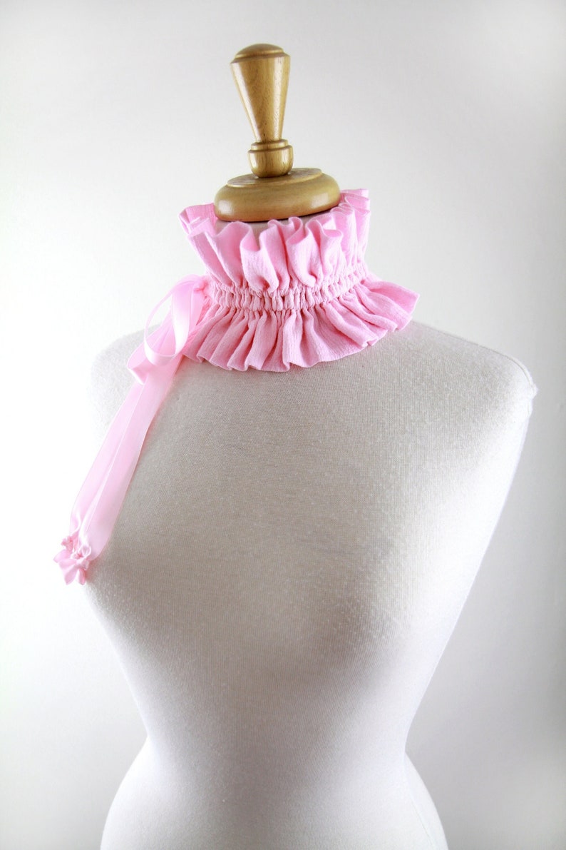 Cottagecore Collar in Pink Cotton Gauze Victorian Style Choker or Neck Ruff Pink Aesthetic Fashion Accessories Lots of Colors image 1