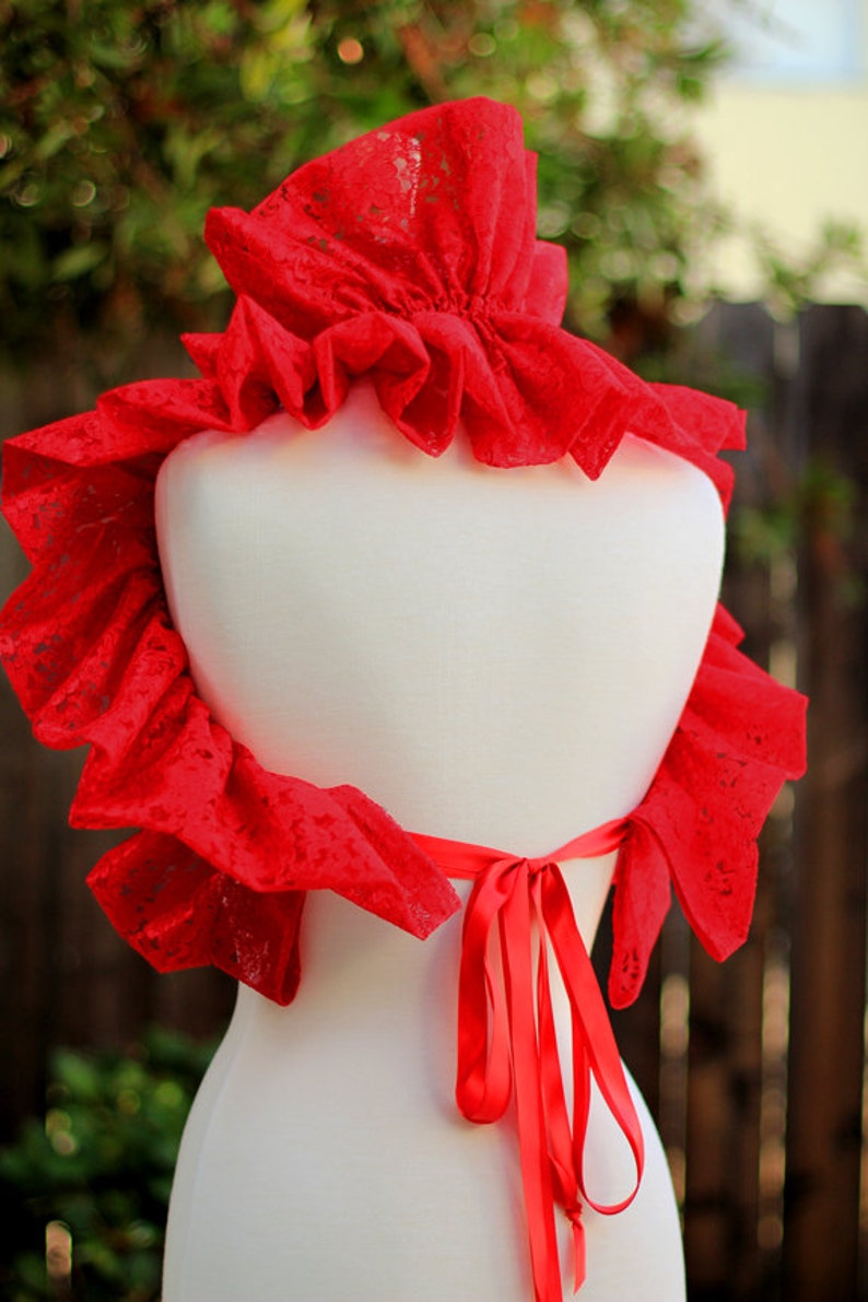 Red Neck Ruff Red Lace Collar - Fashion Neck Ruff for Burlesque or Elizabethan ...