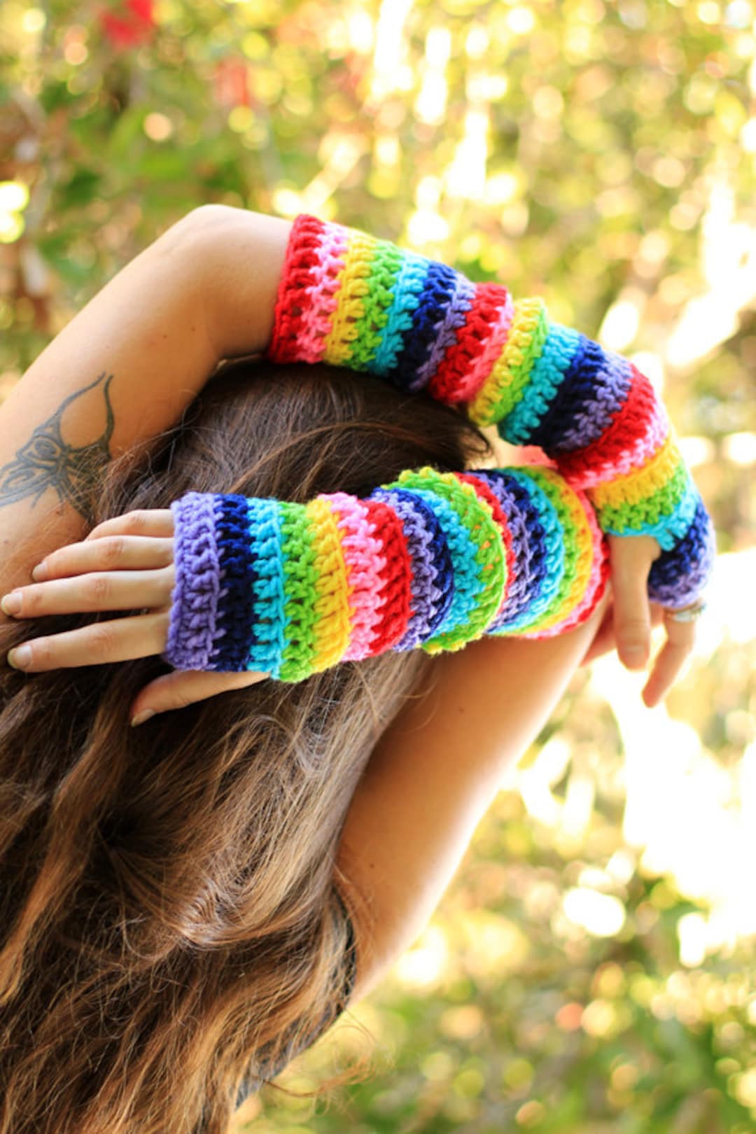 Arm Warmers in Rainbow Stripes by Mademoiselle Mermaid - Etsy