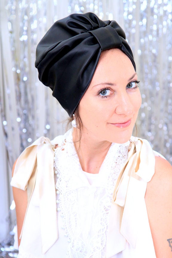 Faux Leather Turban in Black or White by Mademoiselle Mermaid | Etsy