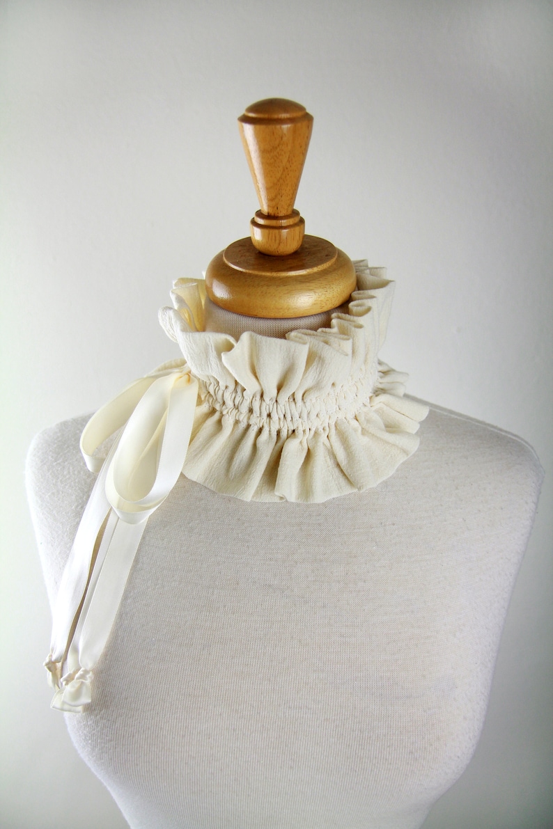 Victorian or Edwardian Collar in Ivory Cotton Gauze Wedding Choker Cosplay Neck Ruff Off White Cream Lots of Colors image 5