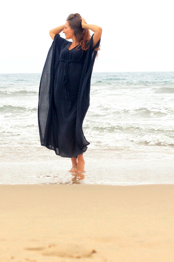 CAFTAN robe Maxi plage Cover Up caftan Muumuu noir - Etsy France