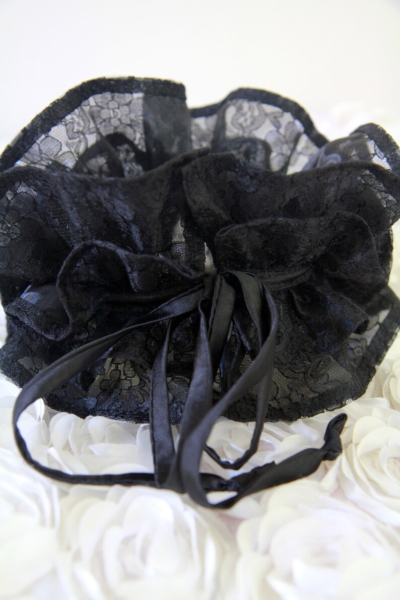 Regency Ruff Victorian Collar in Black Lace - Edwardian, Regency, or Elizabethan ...