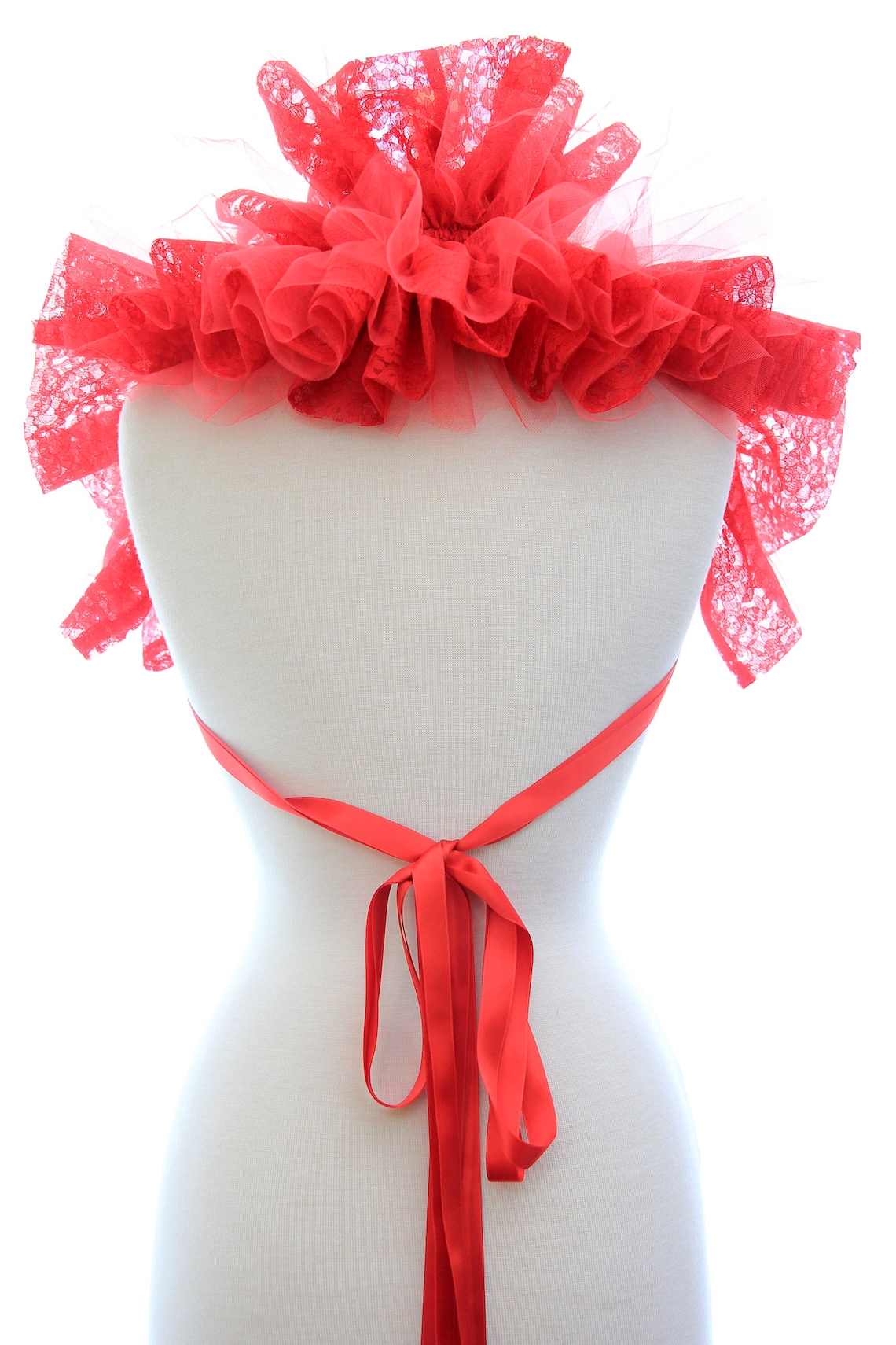 Red Neck Ruff Lace and Tulle Neck Ruff in Red - Elizabethan Fashion Ruffs - Victorian ...