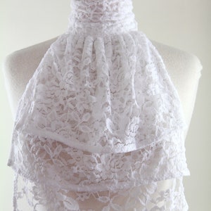 Jabot Collar in White, Ivory, or Black Lace Edwardian, Victorian, or Baroque Style Neck Frill Bib Fashion Collars image 7