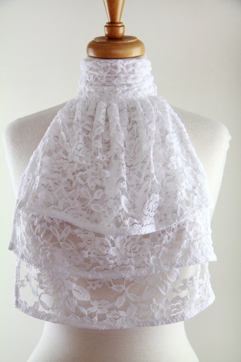Jabot Collar in White, Ivory, or Black Lace Edwardian, Victorian, or Baroque Style Neck Frill Bib Fashion Collars image 7