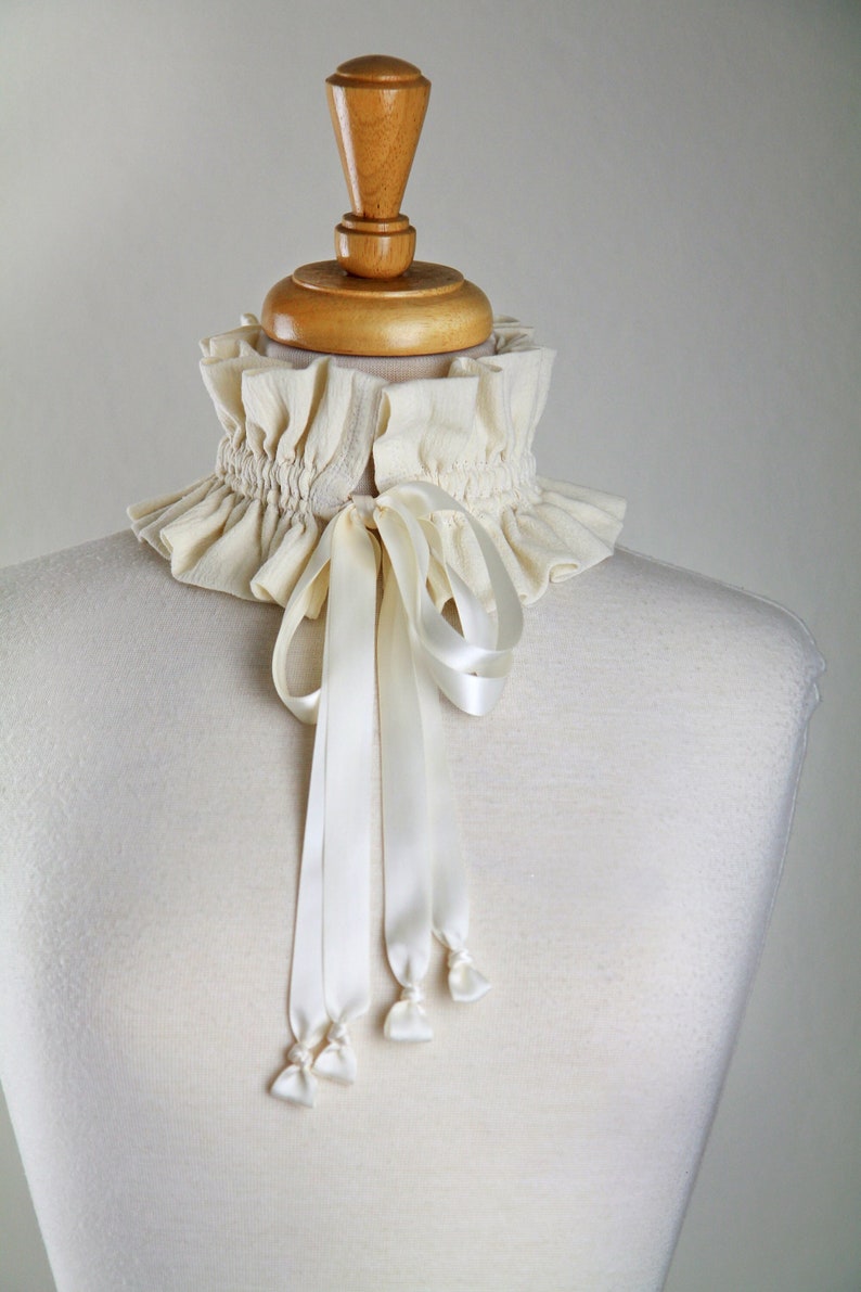 Victorian or Edwardian Collar in Ivory Cotton Gauze Wedding Choker Cosplay Neck Ruff Off White Cream Lots of Colors image 2