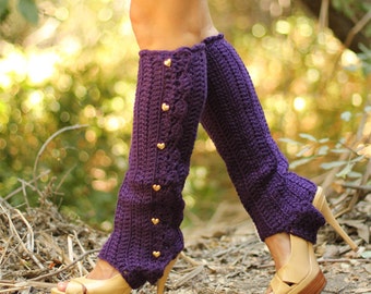 Leg Warmers with Stirrups - Deep Purple - Lots of Colors