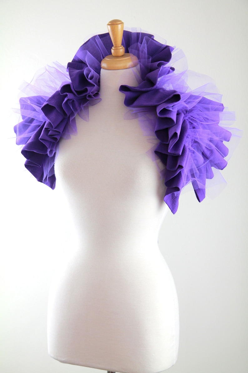 Purple Gauze and Tulle Collar Convertible Neck Ruff, Statement Collar, Bolero, or Shoulder Shrug Gothic, Steampunk, Victorian Collars image 1