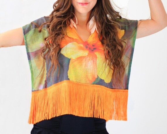 tropical print beach cover up