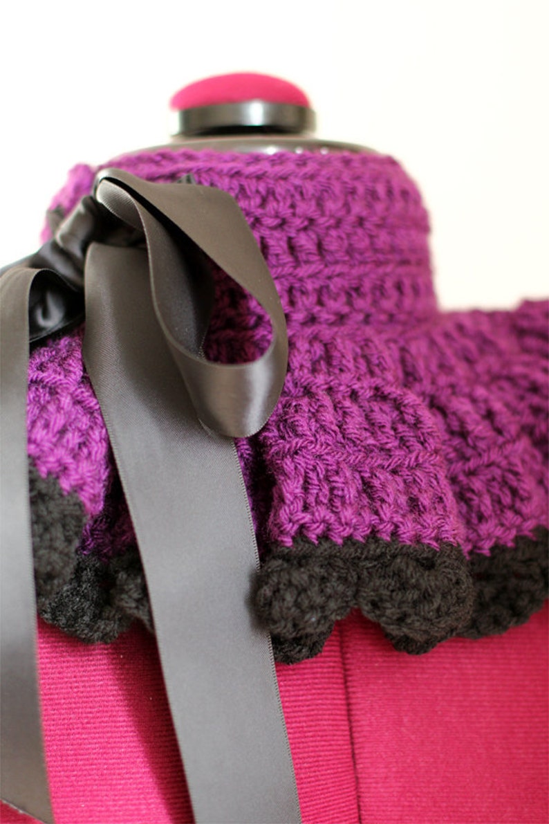 Neck Warmer Victorian Style Fashion Collar in Plum and Black Lots of Colors image 3