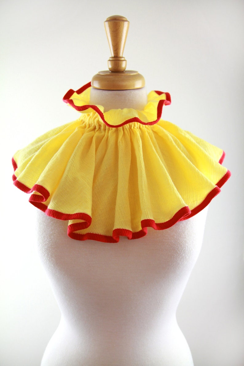 Circus Collar in Yellow and Red Cotton Gauze Bib Style Statement Collar Clown or Cosplay Costume Neck Ruff Lots of Colors image 2